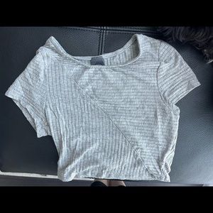 Gray Fitted Crop Top Size Small